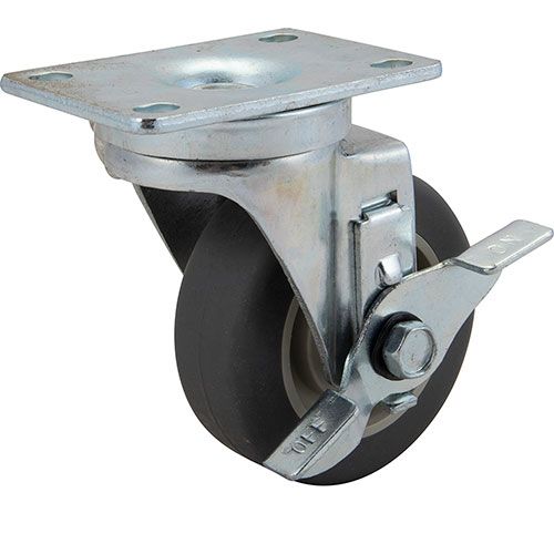 Allpoints 1201016 Caster,Plate , 3-1/2"W/Brk,Gry