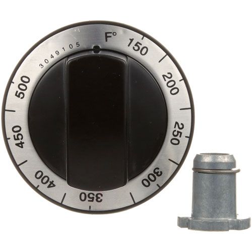 Garland 2522107 Flat Down Thermostat Knob For Oven Dial, 2-1/2" DIA, .290" D-Mount Hub, 150-500F