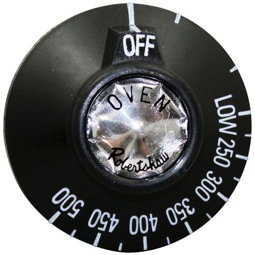 Hobart 499678-1 Oven Black Knob, Off 500°-LOW, 2-3/8" Dia 