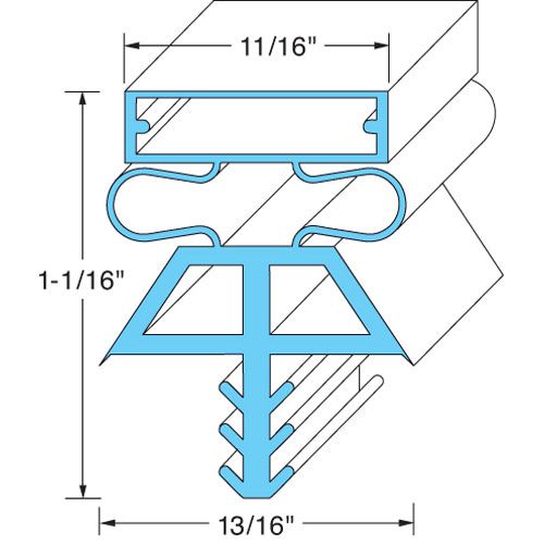 Kolpak 225151075 3 Sided Door Gasket For Left Hinged Door, 32-3/8" X 77-1/2"