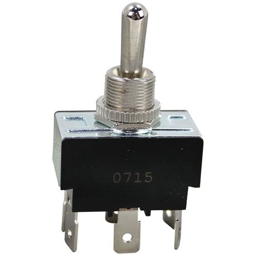 Savory 14614 20A/125-277V DPDT Toggle Switch W/ 1/2" Hole, Black/Silver